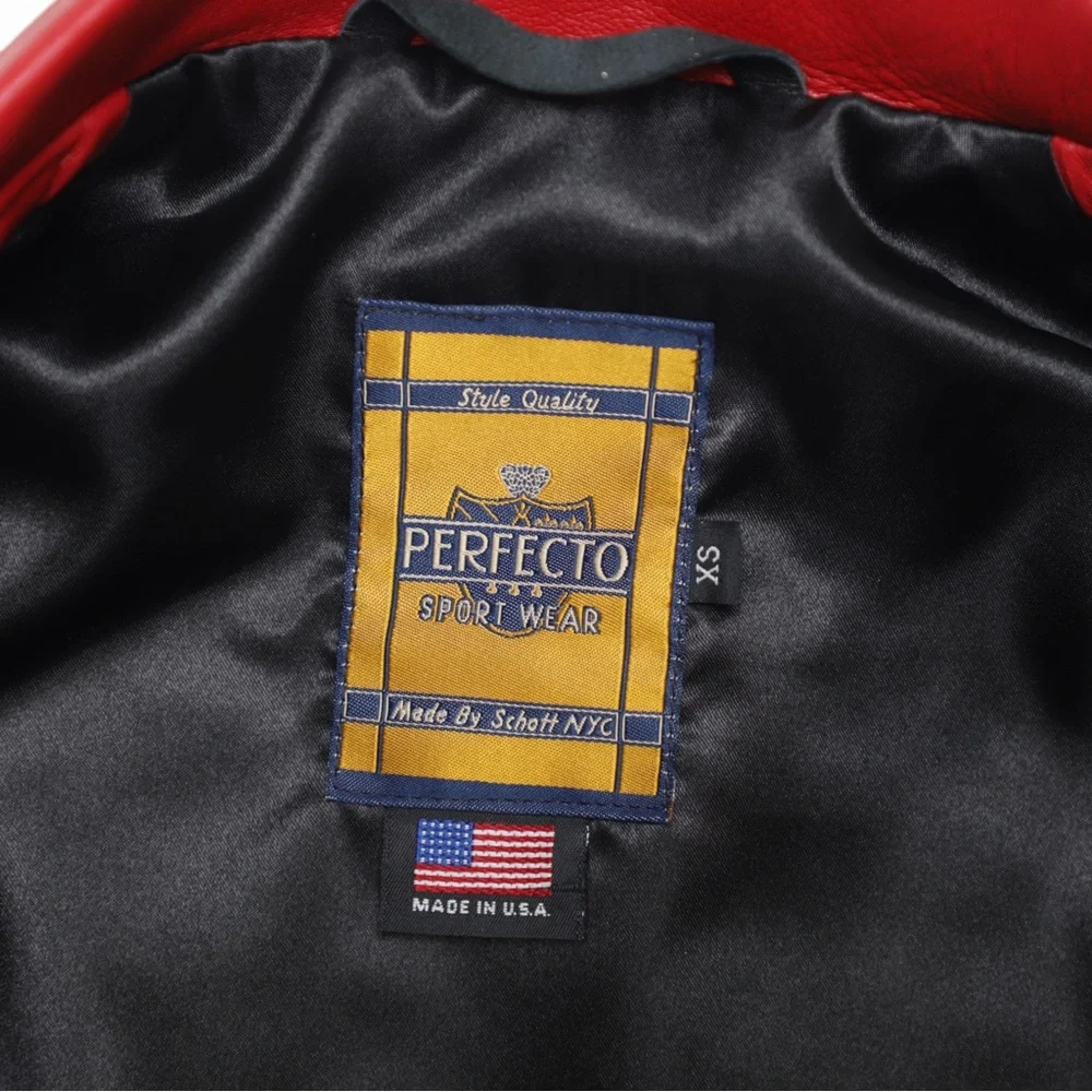Schott NYC Perfecto Biker Leather Jacket Red Size XS - Picture 11 of 13